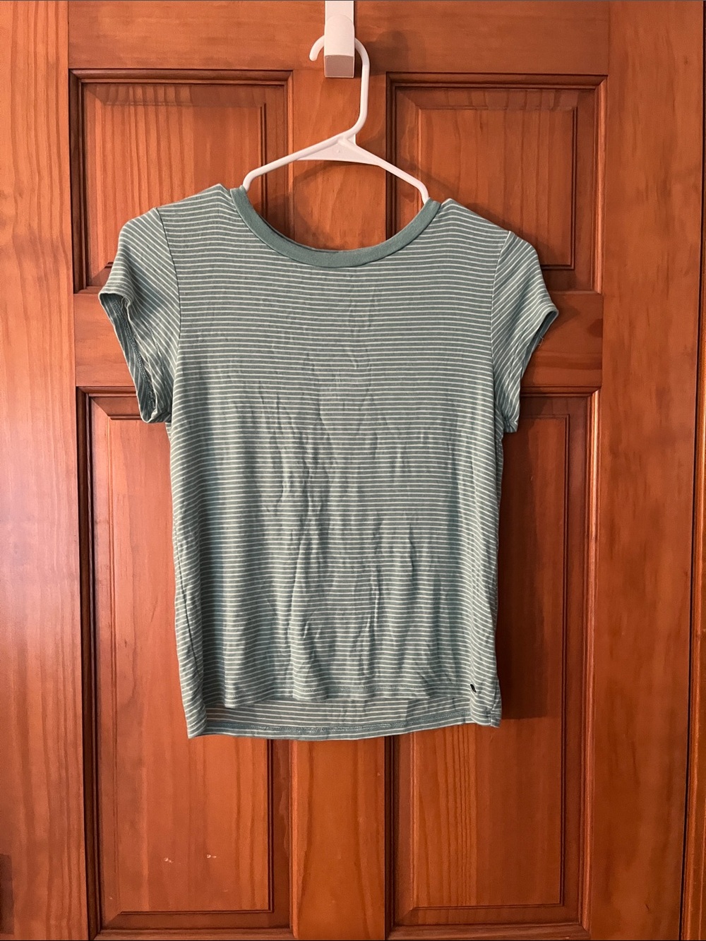 Women’s  Green Striped Short Sleeve Top